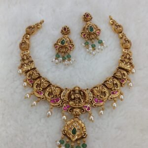 Kundan nakshi neck set