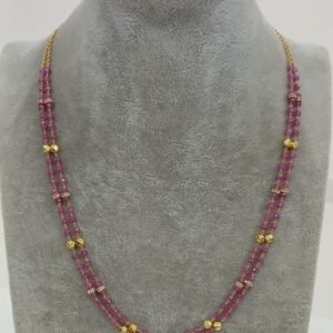 Double line 18 inches pink CZ with Ashtapatti & Diamond rings kattutheega chain