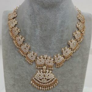 Full white stones peacock gold copy Micropolish necklace