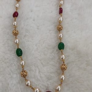 22 inches Single line gold copy multi beads kattutheega chain