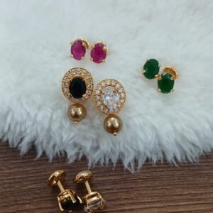 Oval shape Micropolish changeable studs with pearl