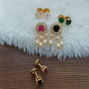 Round shape Micropolish changeable studs with pearls